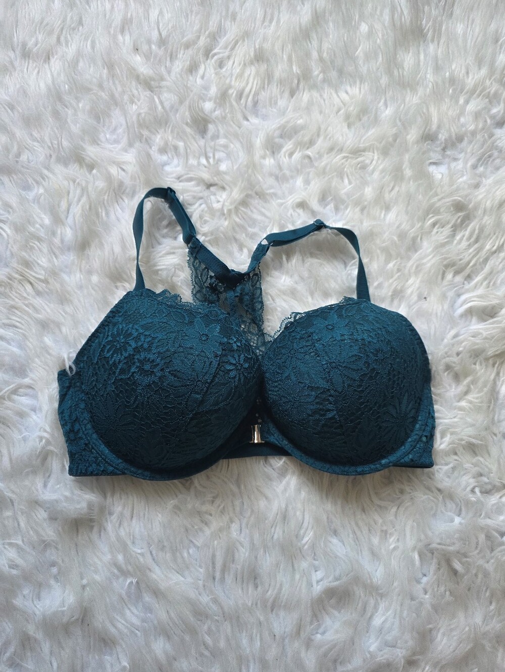 Auden Lace Racerback Push-Up Bra - Teal Green